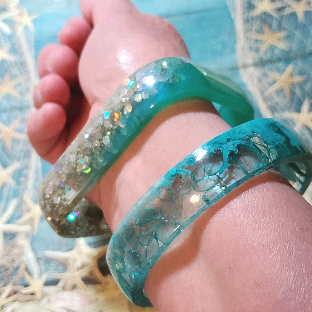 SOLD....Bracelets resin epoxy great to wear on the beach - Picture 3 of 17